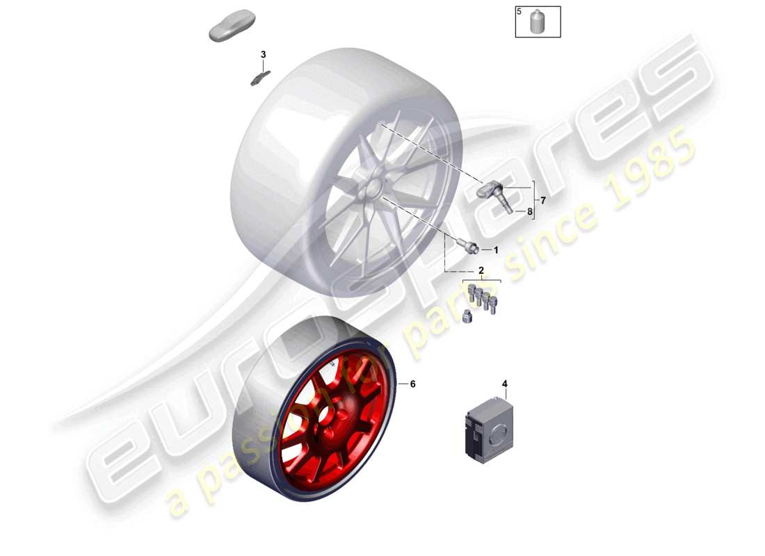 porsche 2025 (992-2) individual parts alloy wheel parts diagram