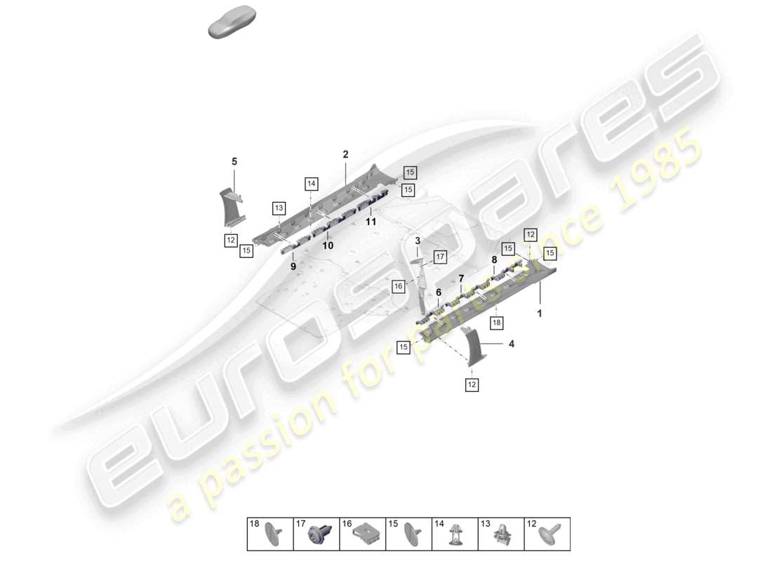 porsche 2024 (992-1 gt3/rs/st) side member trim outer part diagram