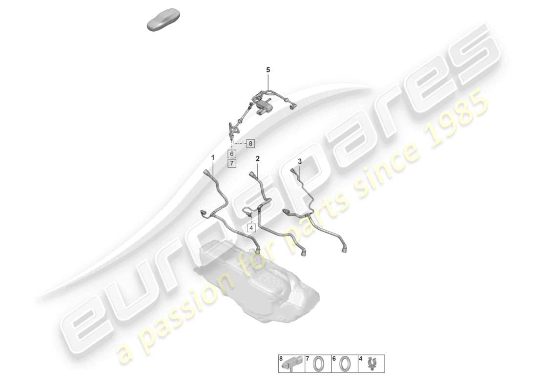 porsche 2023 (992-1) breather line tank ventilation parts diagram