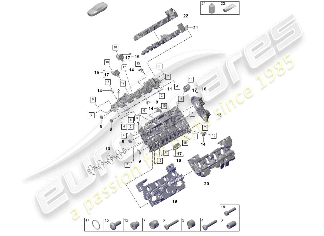porsche 2024 (cayenne e3 pa) cylinder head cover sound absorber accessories part diagram