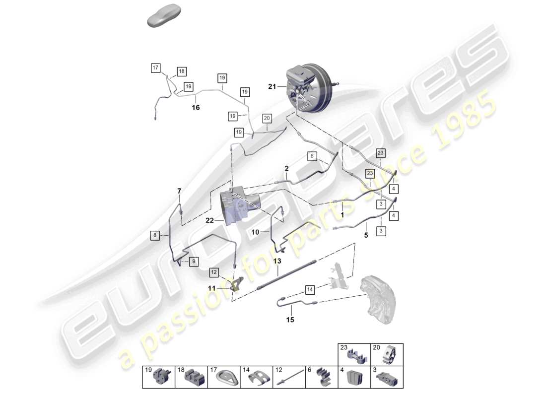 porsche 2023 (cayenne e3 pa) brake line front end part diagram