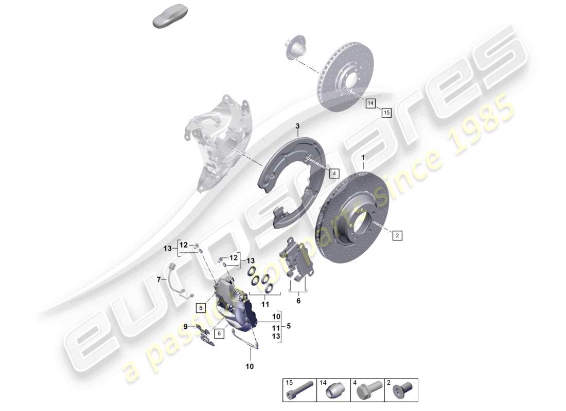 porsche 2024 (992-2) disc brake gts rear axle part diagram