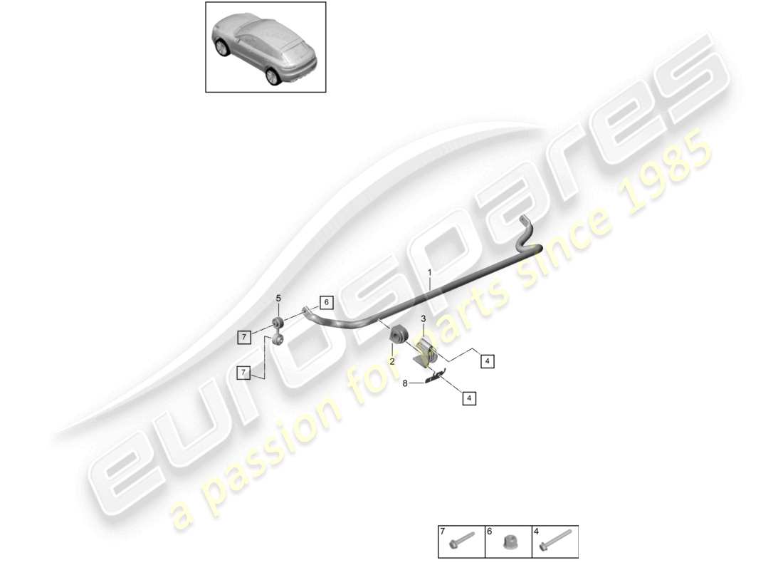 porsche 2021 (macan) anti-roll bar part diagram