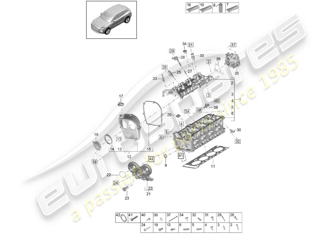 porsche 2024 (macan) cylinder head part diagram