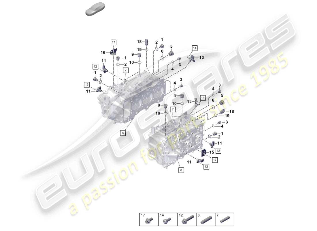 porsche 2025 (718 cayman gt4) cylinder head individual parts sealing plug sensors part diagram