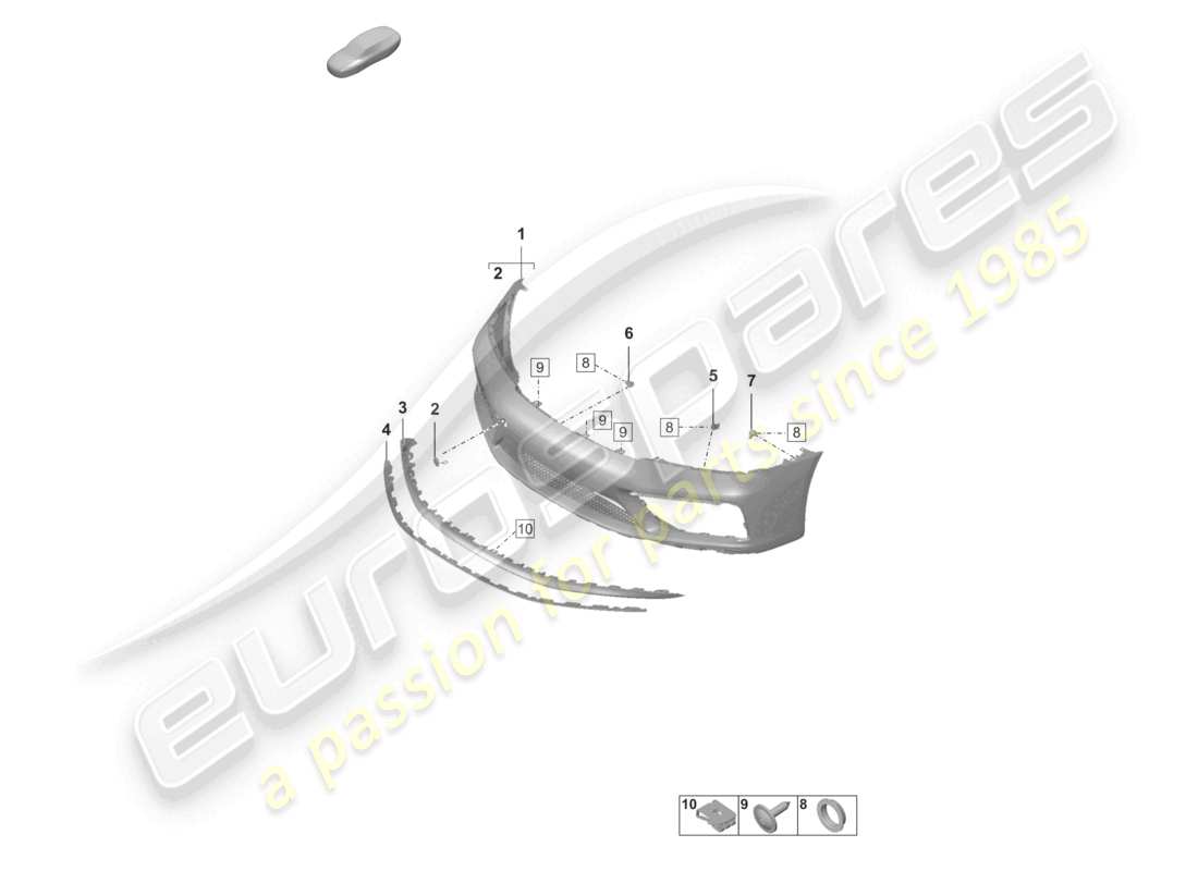 porsche 2021 (992-1) bumper front sport design package part diagram