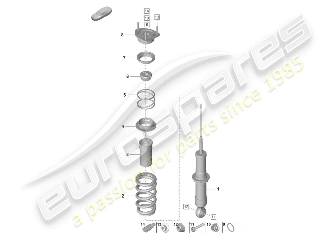 porsche 2024 (992-1 gt3/rs/st) shock absorber (spring cyl.) individual part part diagram