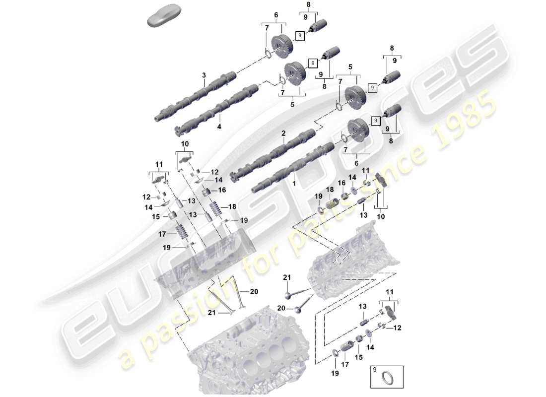 porsche 2023 (cayenne e3 pa) camshaft, valves camshaft adjuster unit part diagram