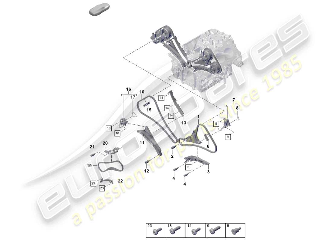 porsche 2023 (cayenne e3 pa) timing chain slide rail chain tensioner part diagram