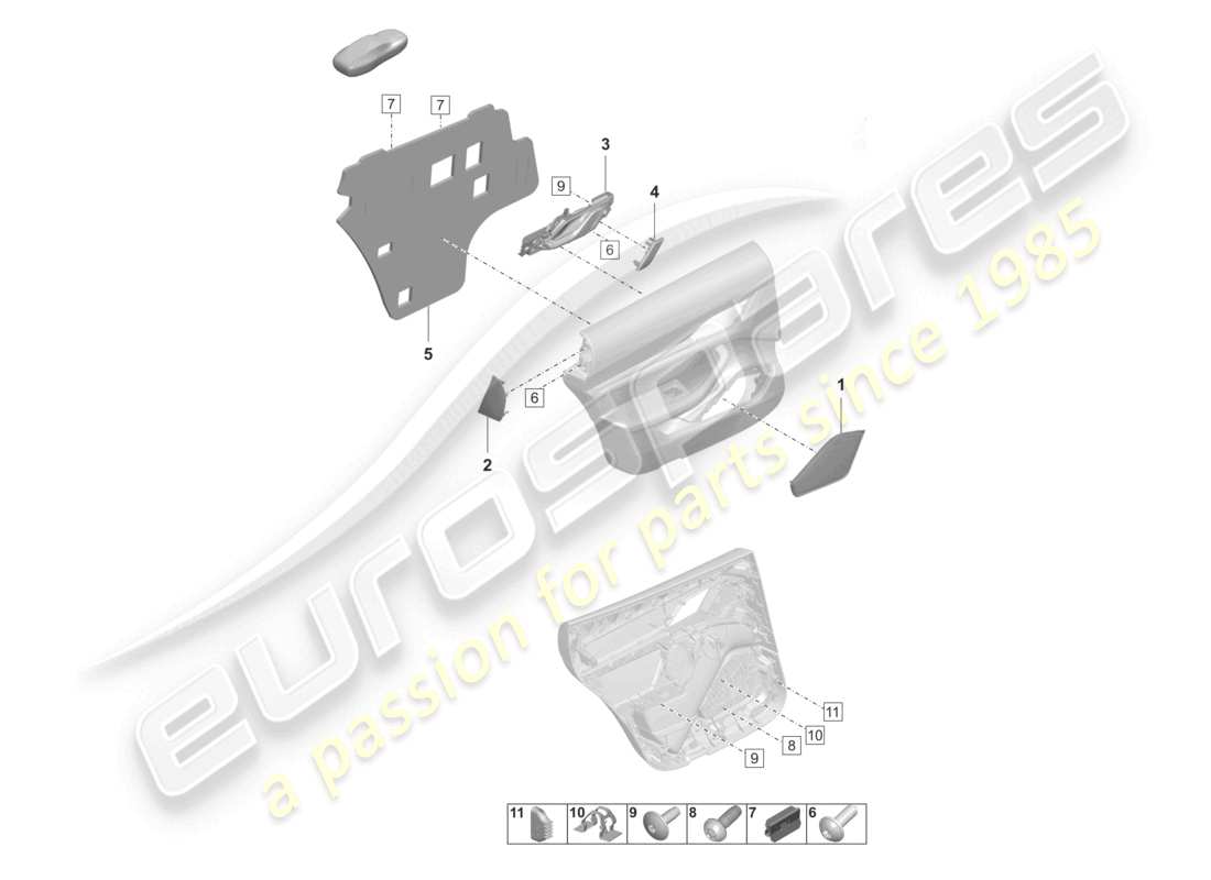 porsche 2020 (taycan 9j1-1) door panel rear accessories fasteners part diagram