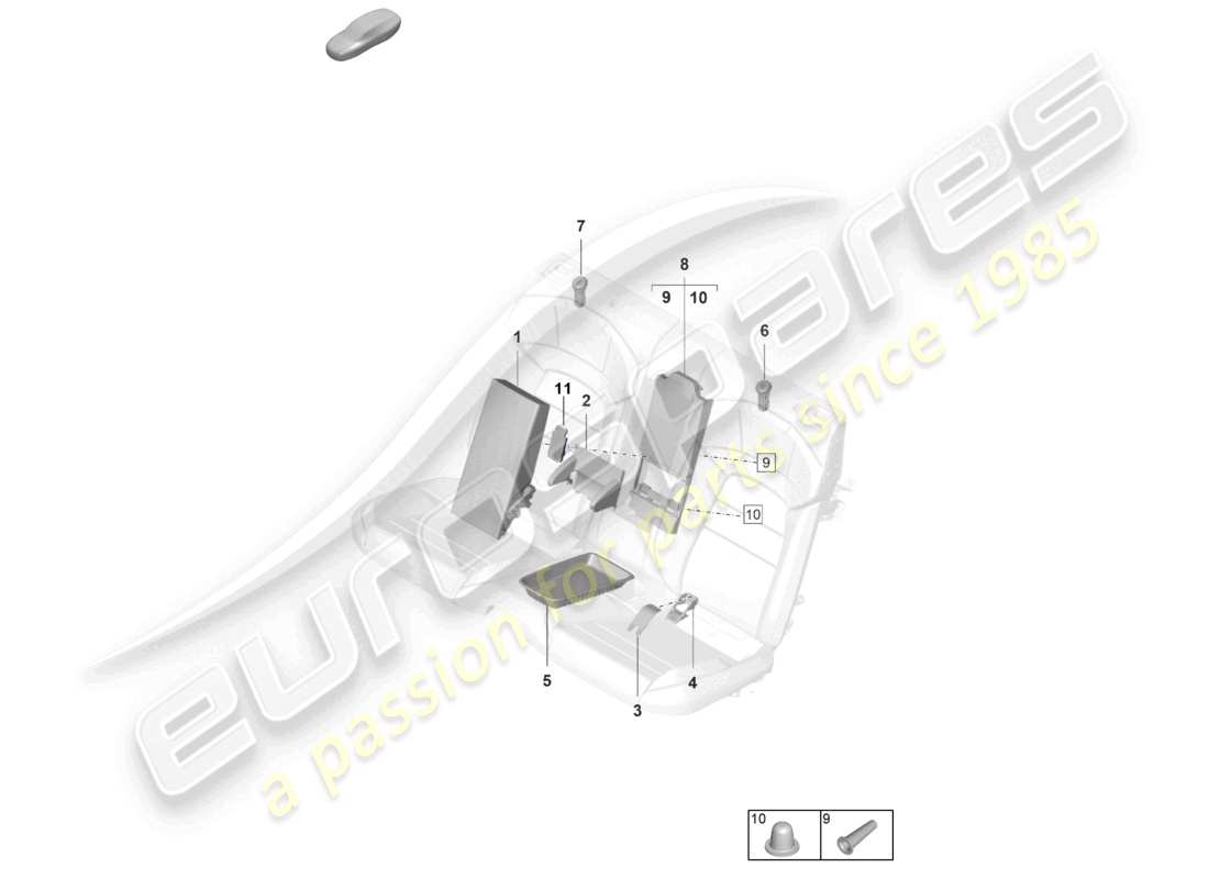 porsche 2020 (taycan 9j1-1) centre console covers part diagram