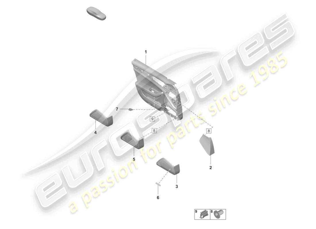 porsche 2023 (panamera 971-2) door panel front leather two-colour parts diagram
