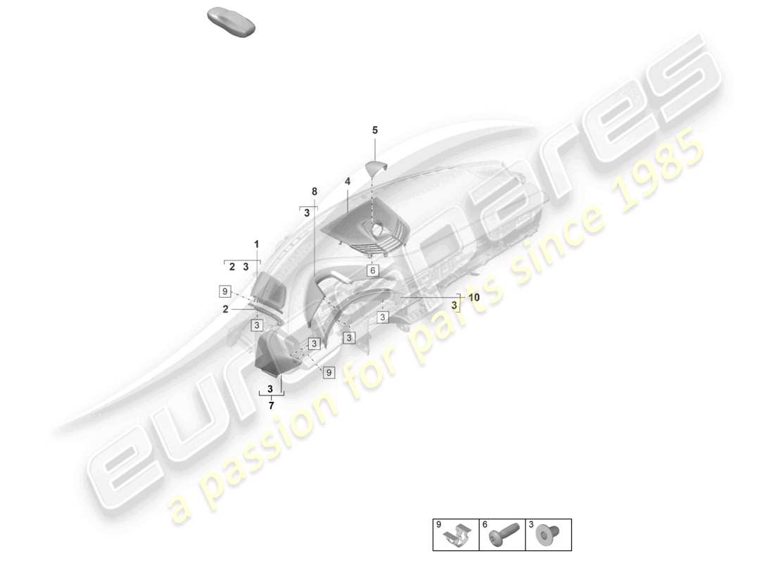 porsche 2026 (taycan 9j1-2) accessories upper instrument panel trim side part diagram