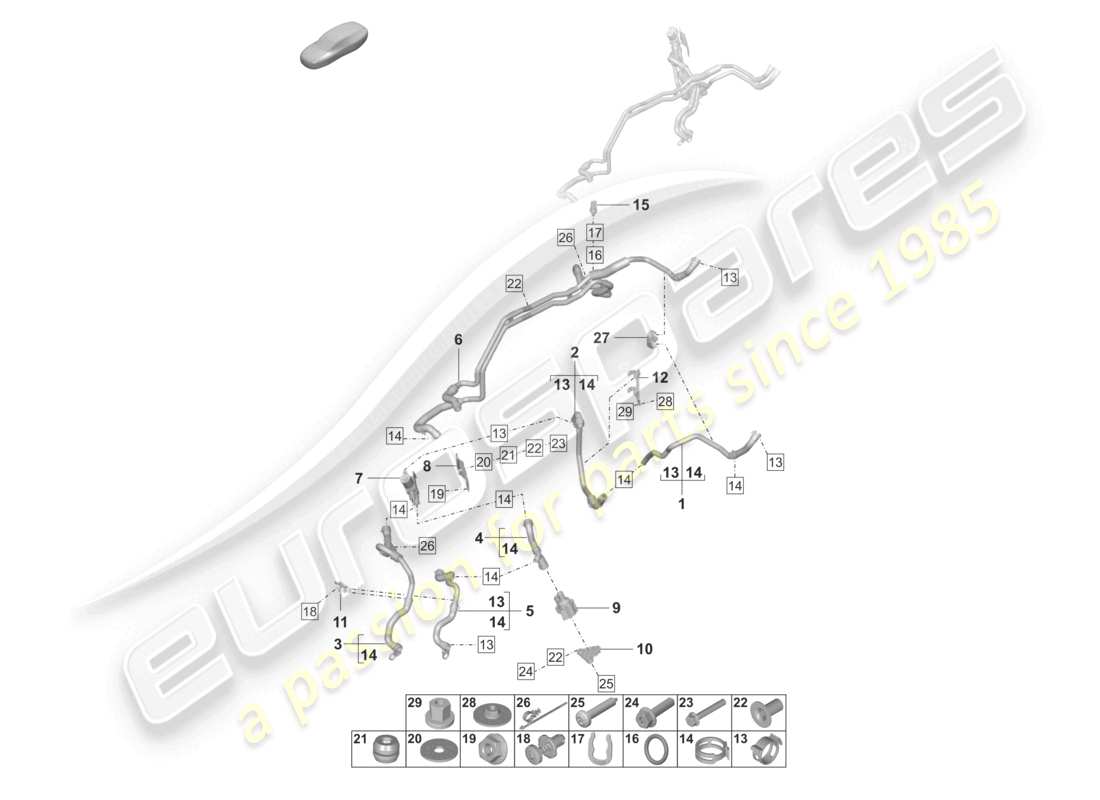 porsche 2023 (panamera 971-2) heating, air cond. system right for vehicles with hybrid drive wheel housing with side member parts diagram