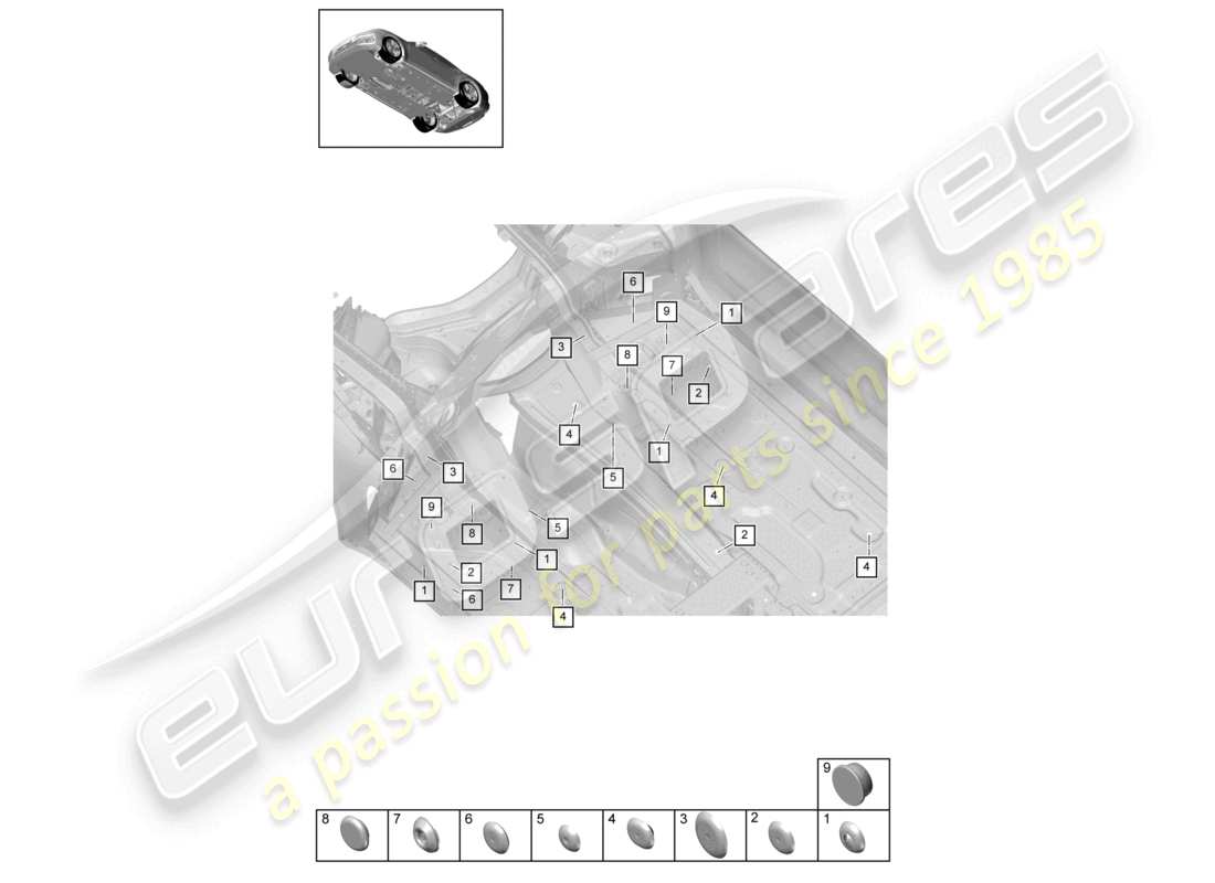 porsche 2023 (panamera 971-2) bungs front underbody parts diagram