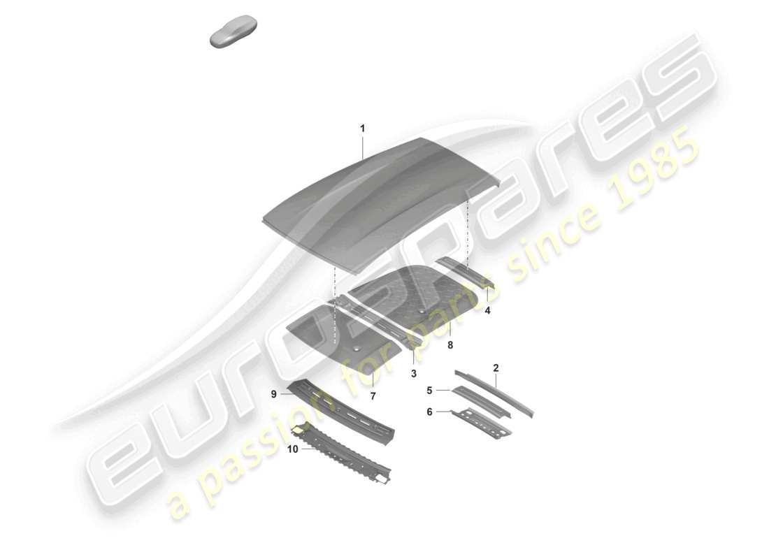 porsche 2021 (taycan 9j1-1) outer roof panel damping part diagram