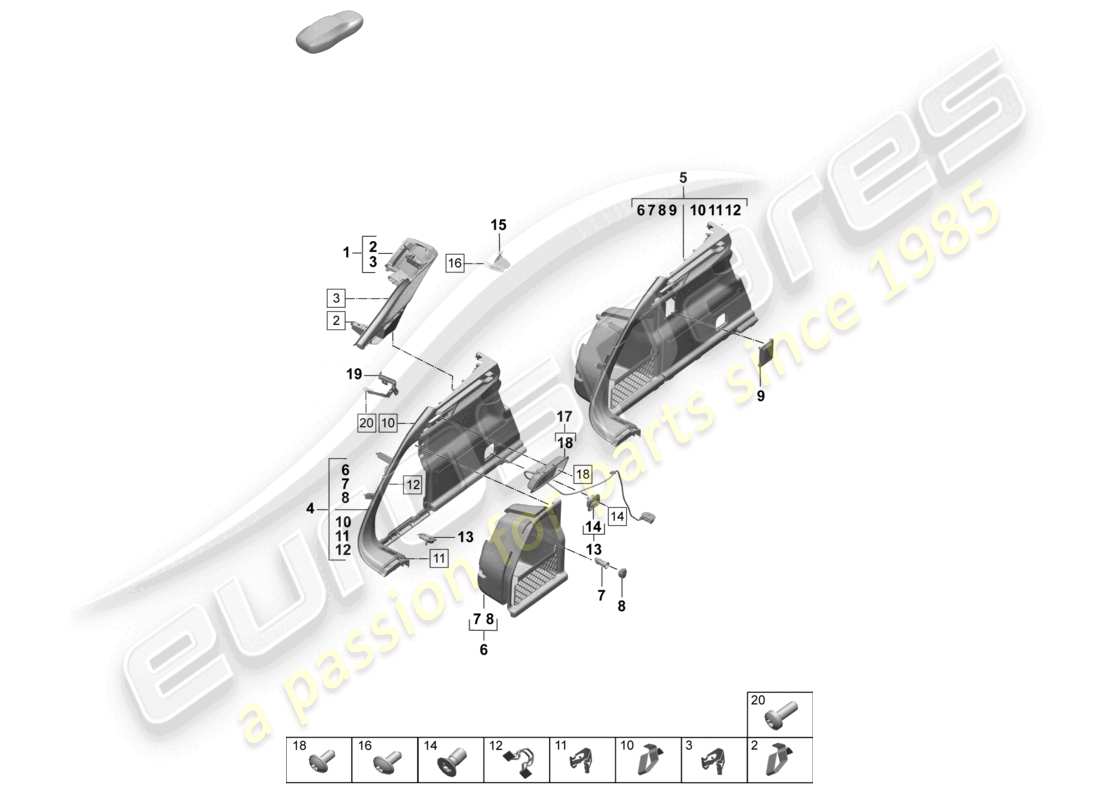 porsche 2026 (macan-e) trim side for luggage compartment left d-pillar part diagram