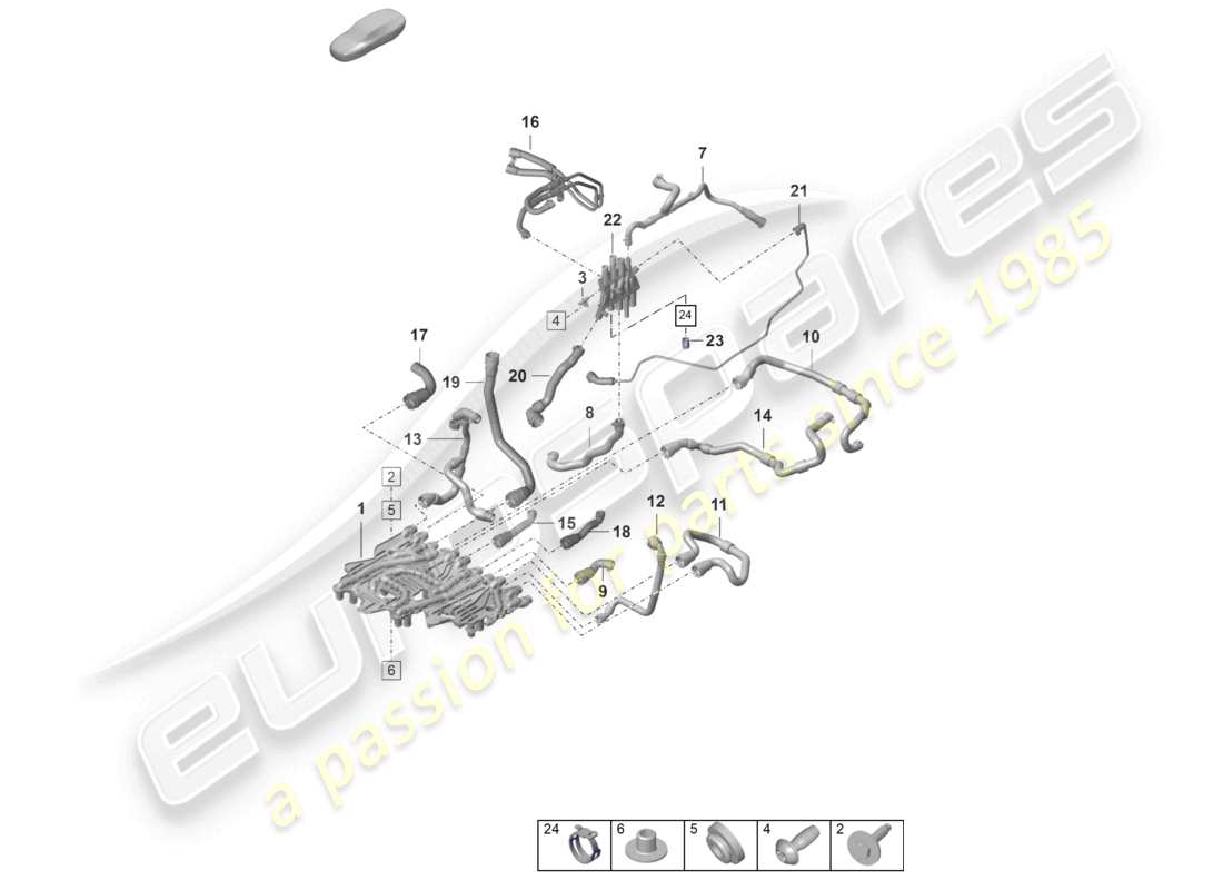 porsche 2021 (taycan 9j1-1) coolant pipe d - mj 2021>> part diagram