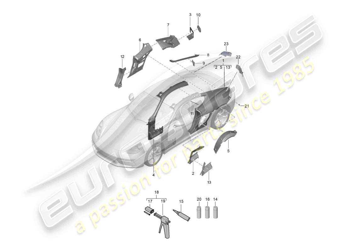 porsche 2022 (718 cayman) side part part diagram