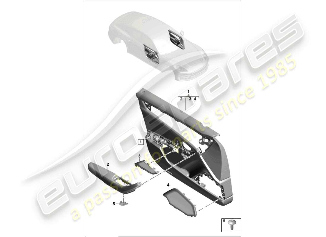 porsche 2025 (panamera 976) door panel front doors for vehicles with leather trim parts diagram