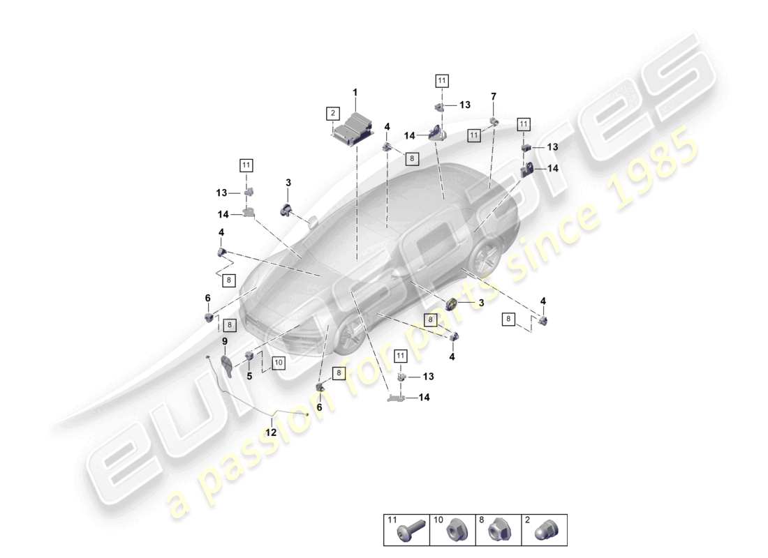 porsche 2025 (panamera 976) control unit sensors airbag pressure sensor pedestrian protection parts diagram