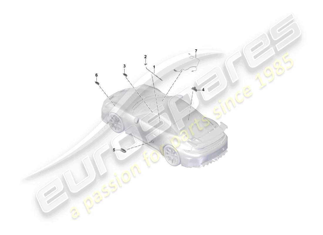 porsche 2025 (992-2 gt3) interior light door warning light footwell light parts diagram