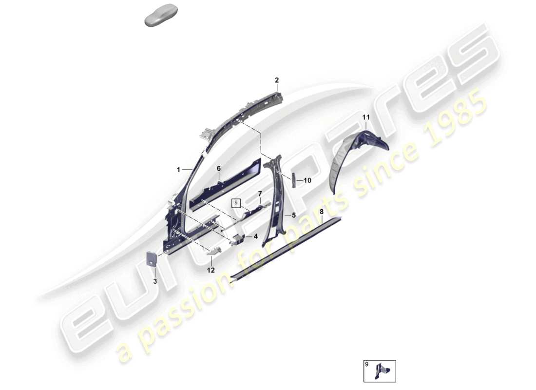 porsche 2025 (panamera 976) side part inner parts diagram
