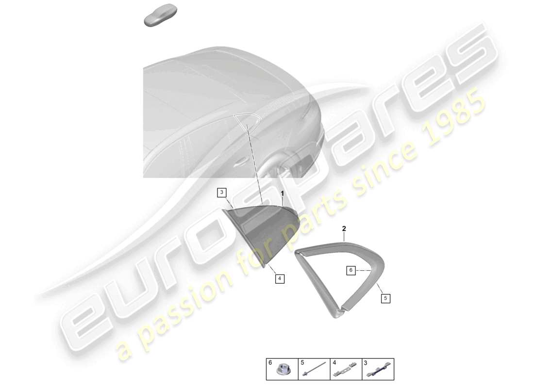 porsche 2025 (panamera 976) side window rear side part left a. right parts diagram