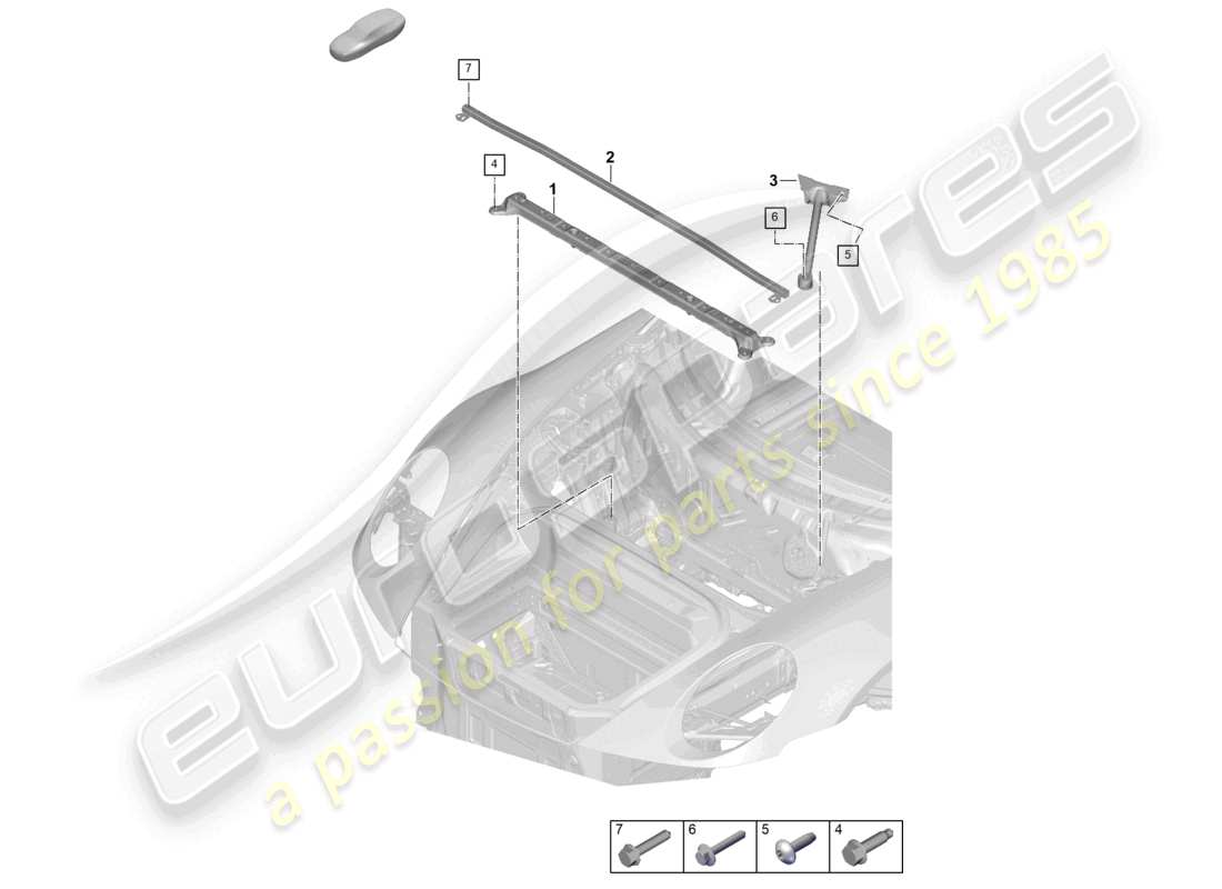 porsche 2025 (992-2 gt3) dome strut front accessories parts diagram