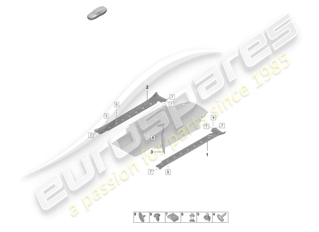 porsche 2025 (992-2 gt3) side member trim parts diagram