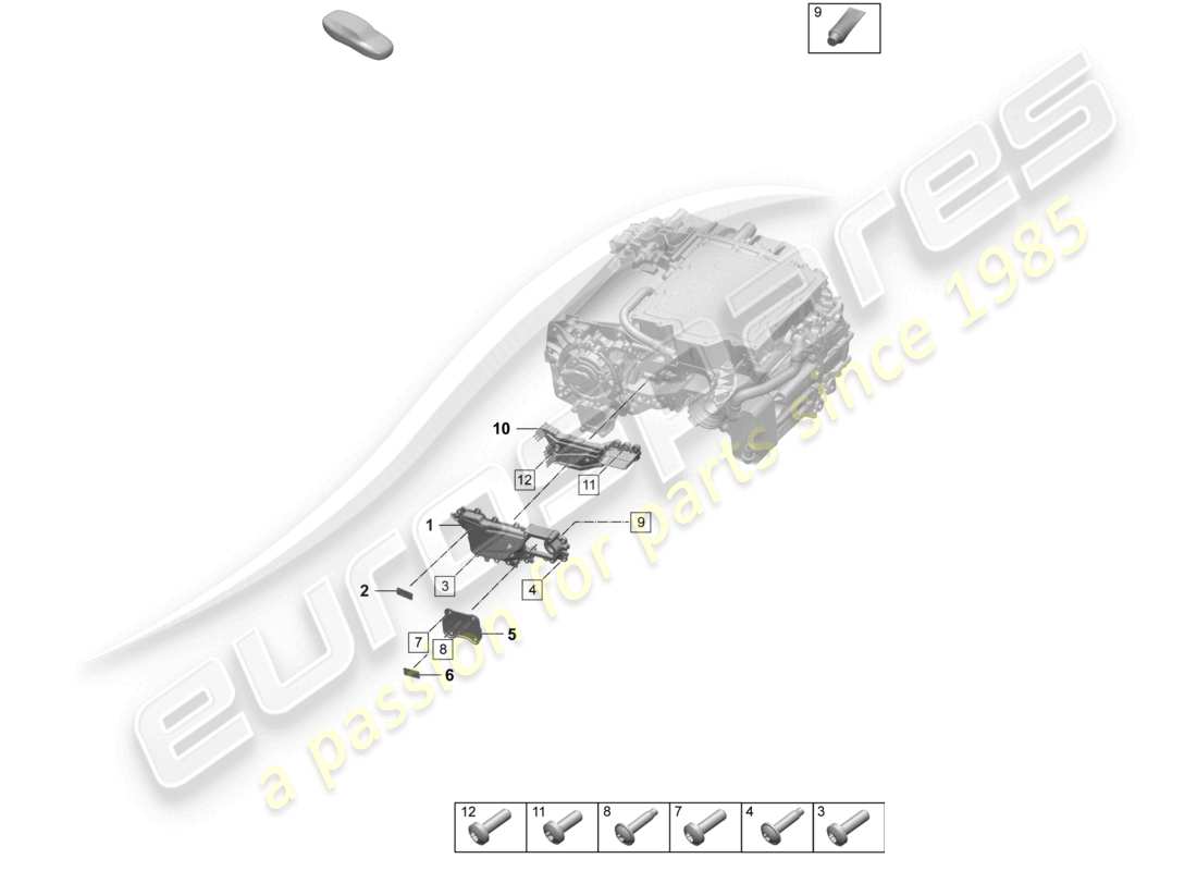 porsche 2025 (macan-e) power and control electronics- macan 4 for electric drive individual parts connecting bridge rear axle part diagram