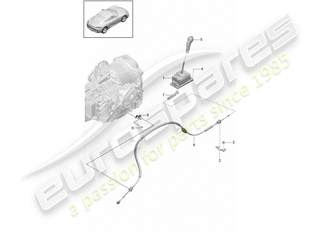 porsche 2021 (718 cayman) selector lever - pdk - parts diagram