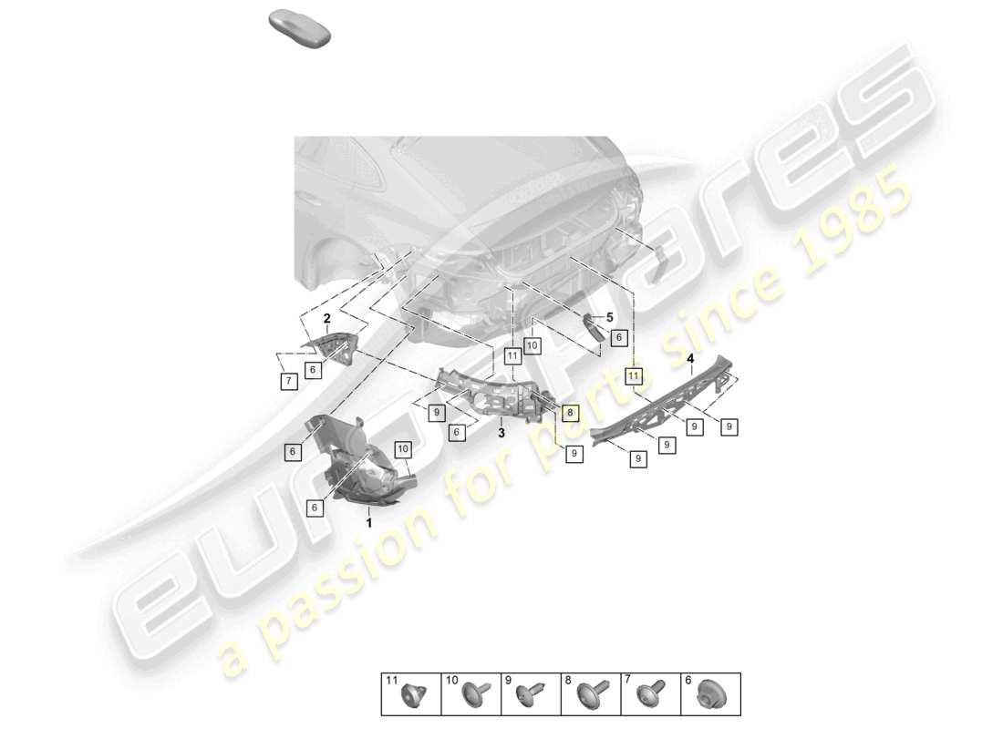 porsche 2025 (panamera 976) fasteners rear bumper parts diagram