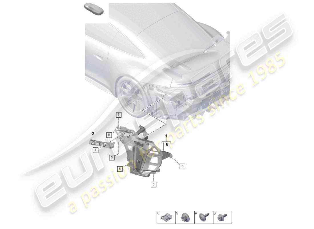 porsche 2025 (992-2 gt3) bumper rear fasteners parts diagram