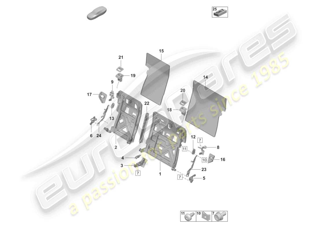 porsche 2023 (taycan 9j1-1) backrest frame sports seat parts diagram