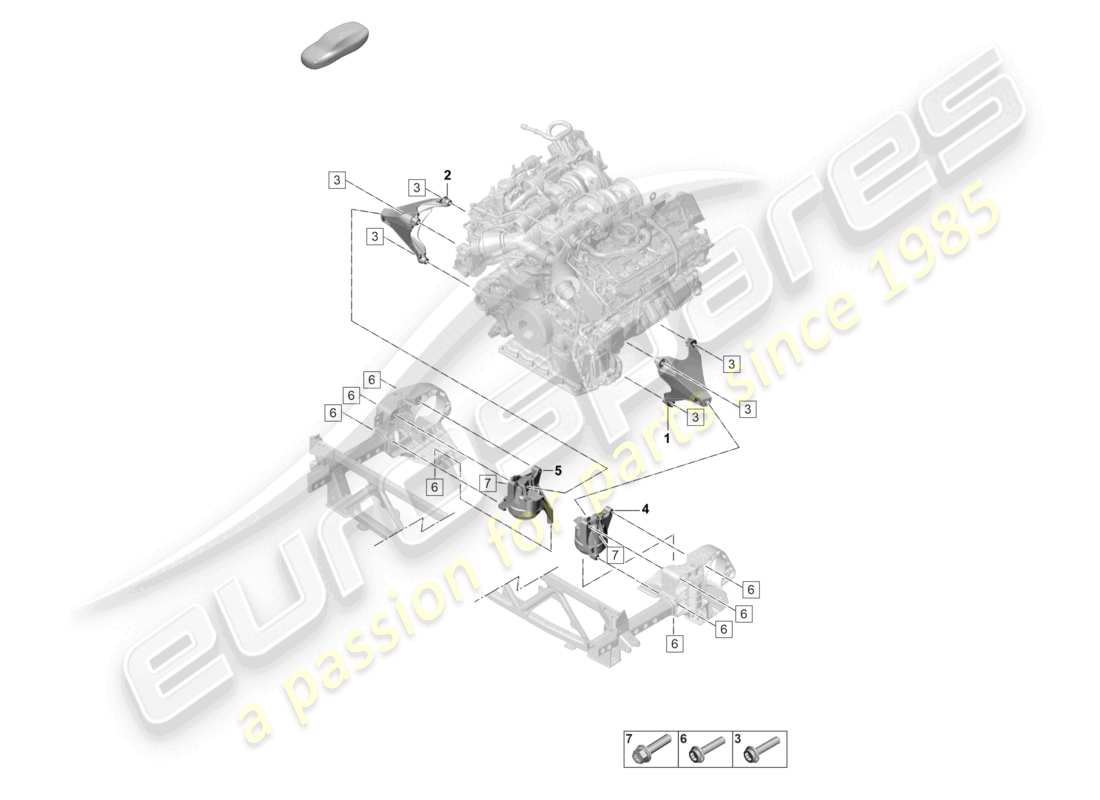 porsche 2025 (panamera 976) engine lifting tackle console for engine mounting engine mounting parts diagram