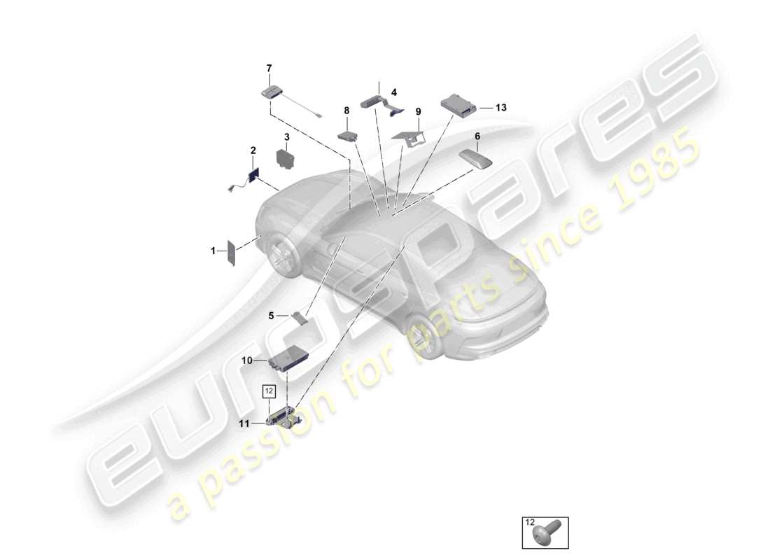 porsche 2025 (panamera 976) aerial front parts diagram
