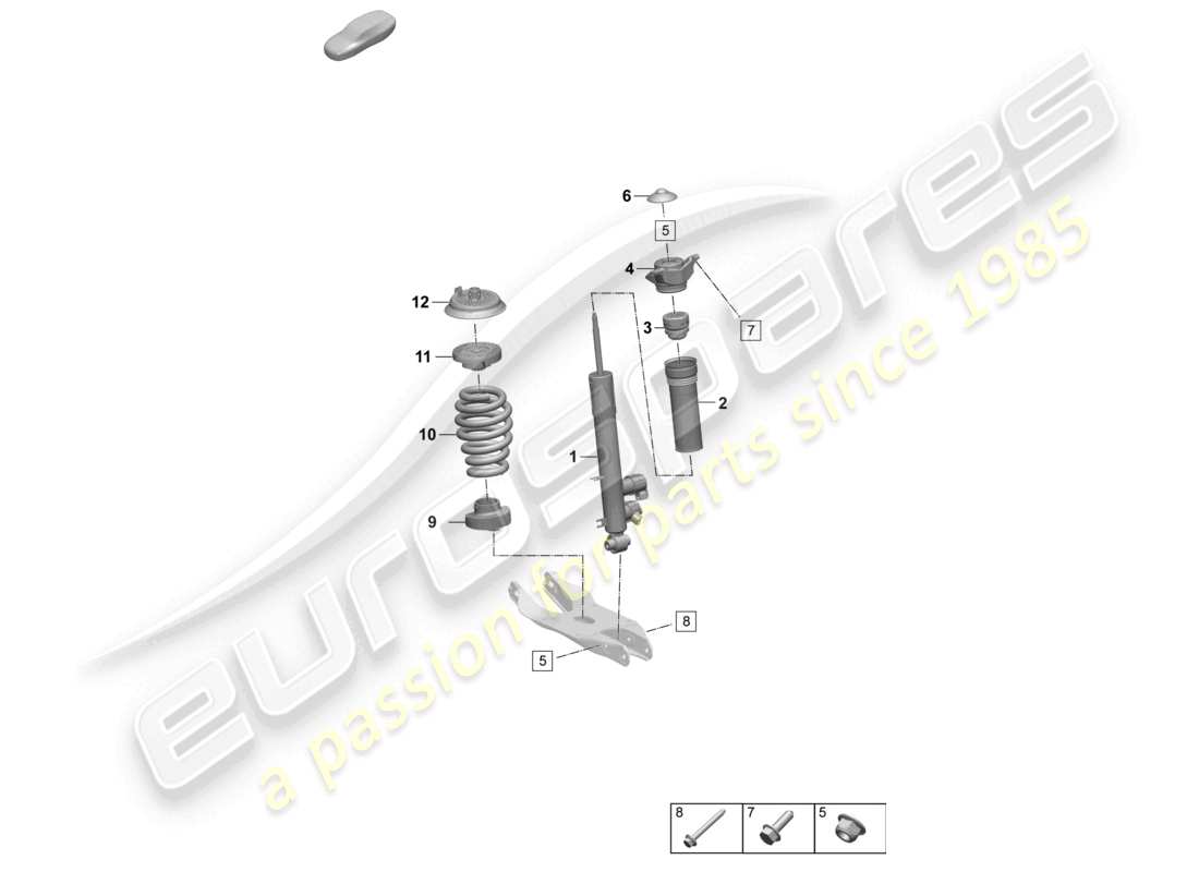 porsche 2026 (macan-e) steel spring suspension vibration damper coil spring part diagram