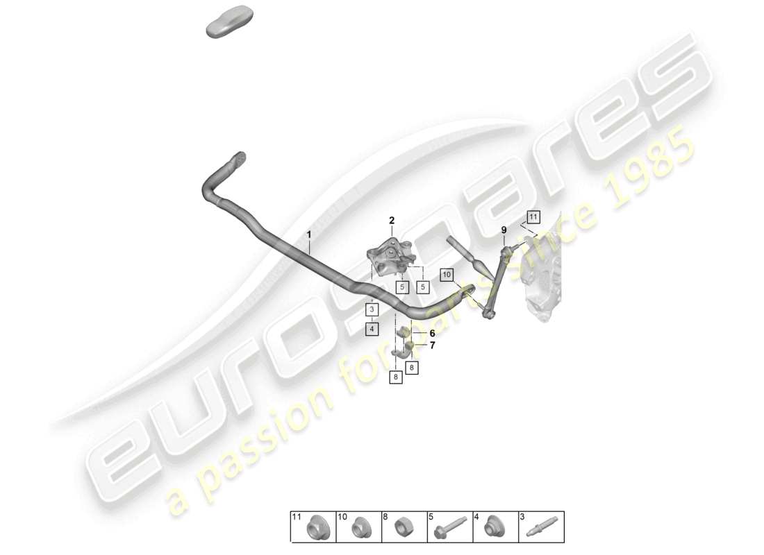 porsche 2025 (992-2 gt3) anti-roll bar coupling rod parts diagram