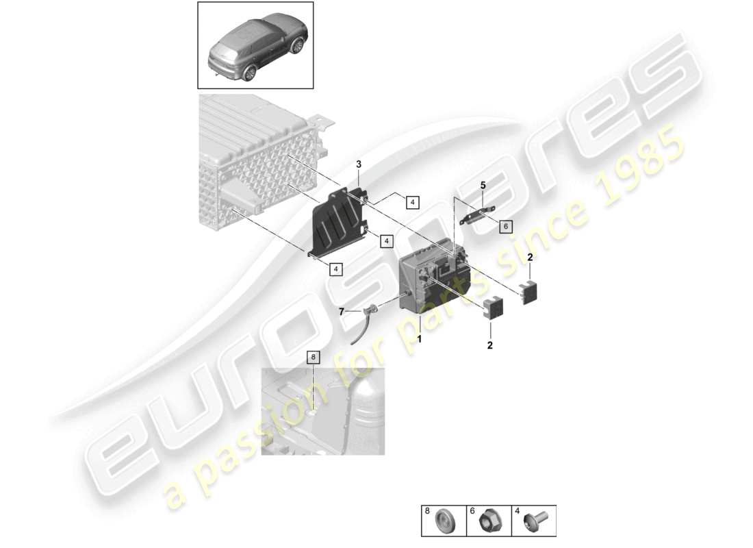 porsche 2024 (cayenne e3 9ya/9yb) battery 48 volts parts diagram