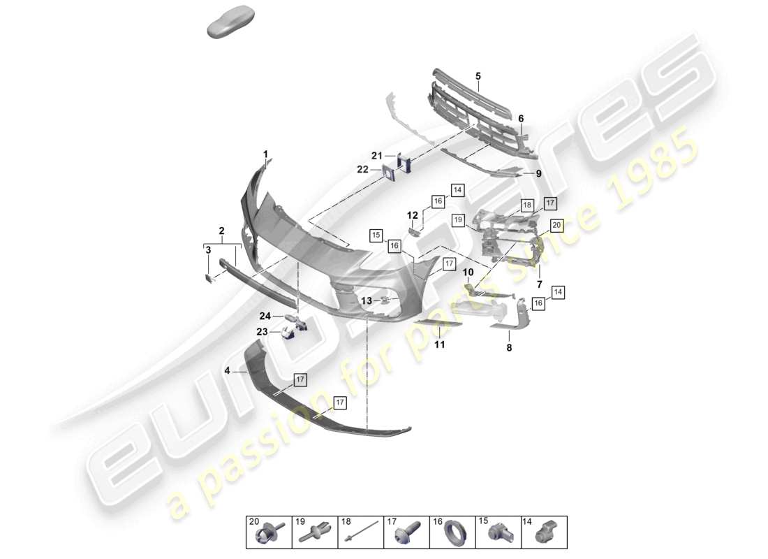 porsche 2025 (panamera 976) bumper front parts diagram