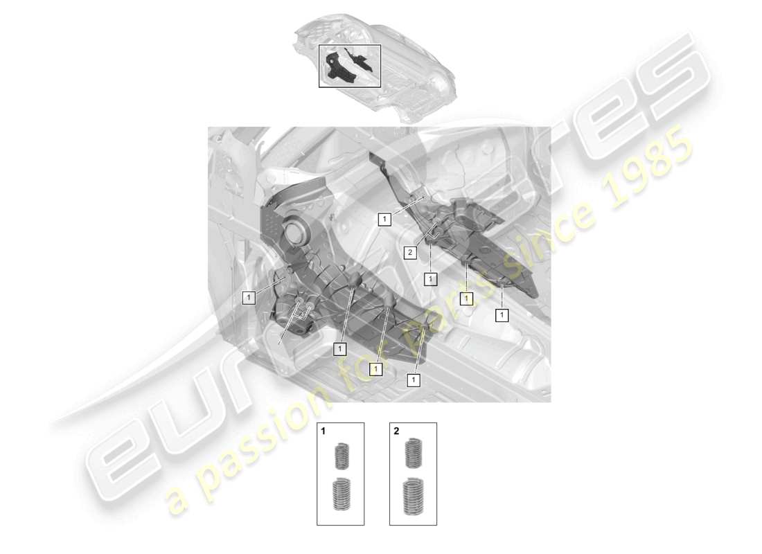 porsche 2024 (cayenne e3 9ya/9yb) thread repair kit front tunnel parts diagram
