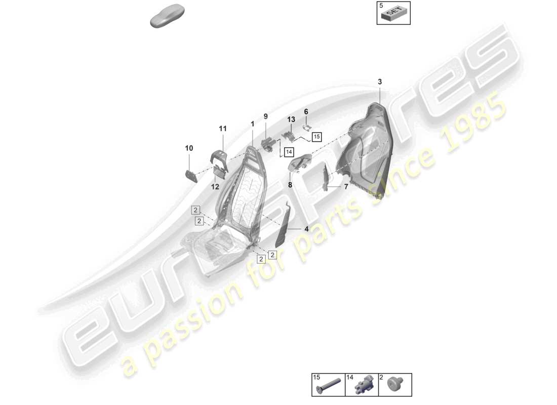 porsche 2023 (taycan 9j1-1) backrest frame sports seat parts diagram