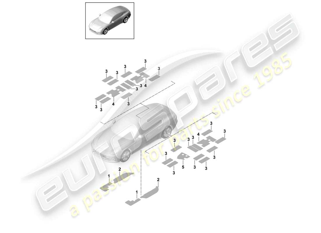 porsche 2021 (panamera 971-1) sound absorber outer sticky pad part diagram