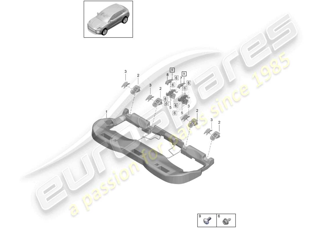 porsche 2022 (macan) back seat fasteners part diagram