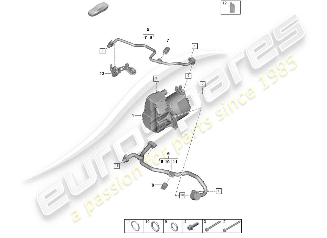 porsche 2025 (992-2) air conditioning electric a/c compressor parts diagram