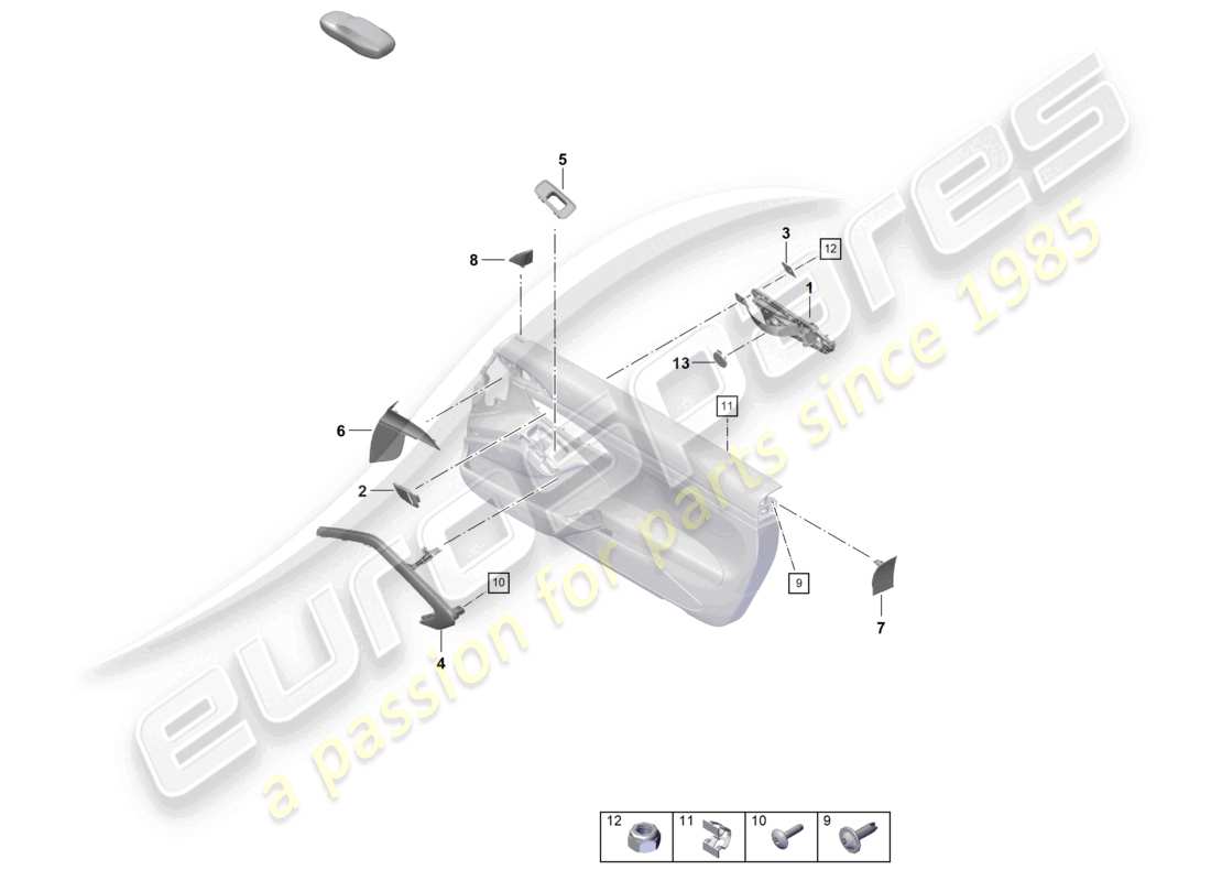 porsche 2021 (718 boxster spyder) door panel accessories parts diagram