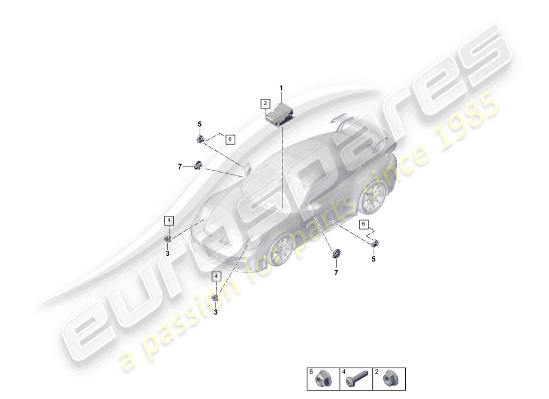 porsche 2026 (992-2 gt3) control unit for airbag crash sensor for airbag pedestrian protection parts diagram