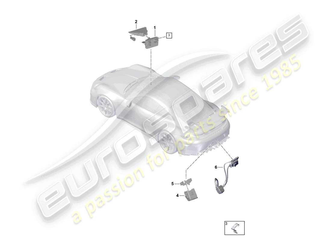 porsche 2026 (992-2 gt3) front camera for driver assistance programs reversing camera real top view parts diagram