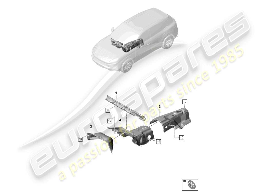 porsche 2021 (cayenne e3 9ya/9yb) sound absorber firewall tunnel part diagram